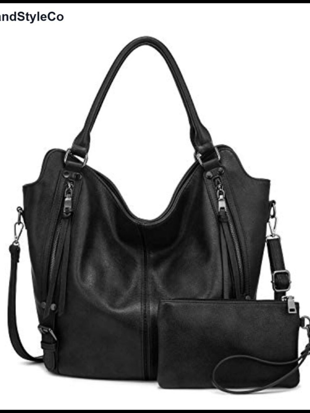 PU Leather Hobo Shoulder Bag Large Tote Purse Adjustable Strap Women